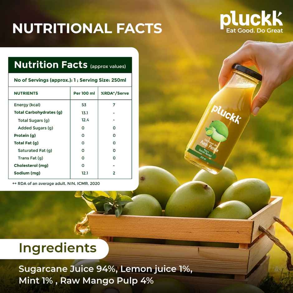 Pluckk Cold Pressed Extracted Aam Panna Juice | No Preservatives | No Added Sugar