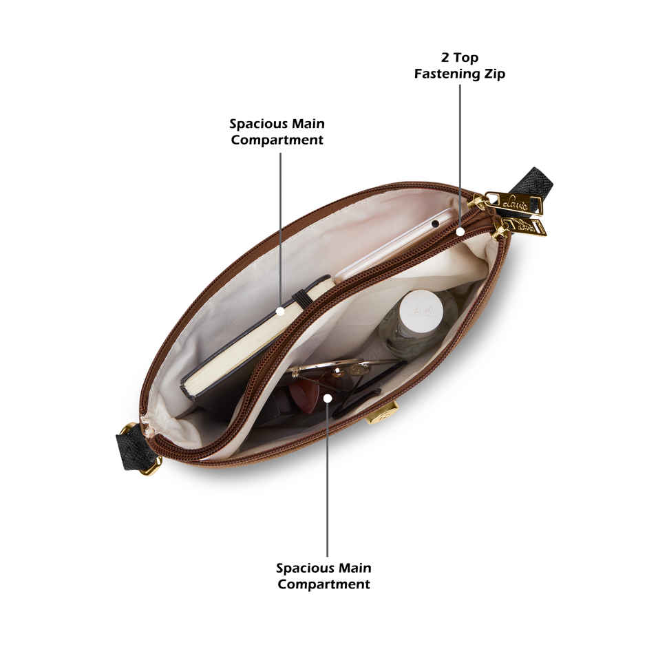 Lavie Women's Colourblock Rove Flap Crossbody Sling Bag | Ladies Purse Handbag | Tan