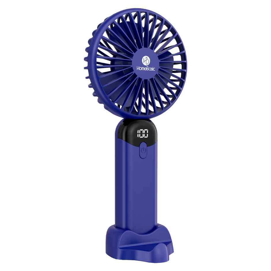 HomeBasic Air Swirle USB Portable Fan, 4500RPM, 2 in 1 Design, 6 Speed modes, LED Display, Blue