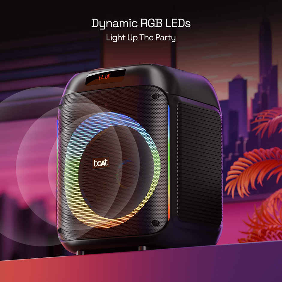 boAt PartyPal 220 Bluetooth Party Speaker w/ 80 W Signature Sound, RGB LEDs(Midnight Black)