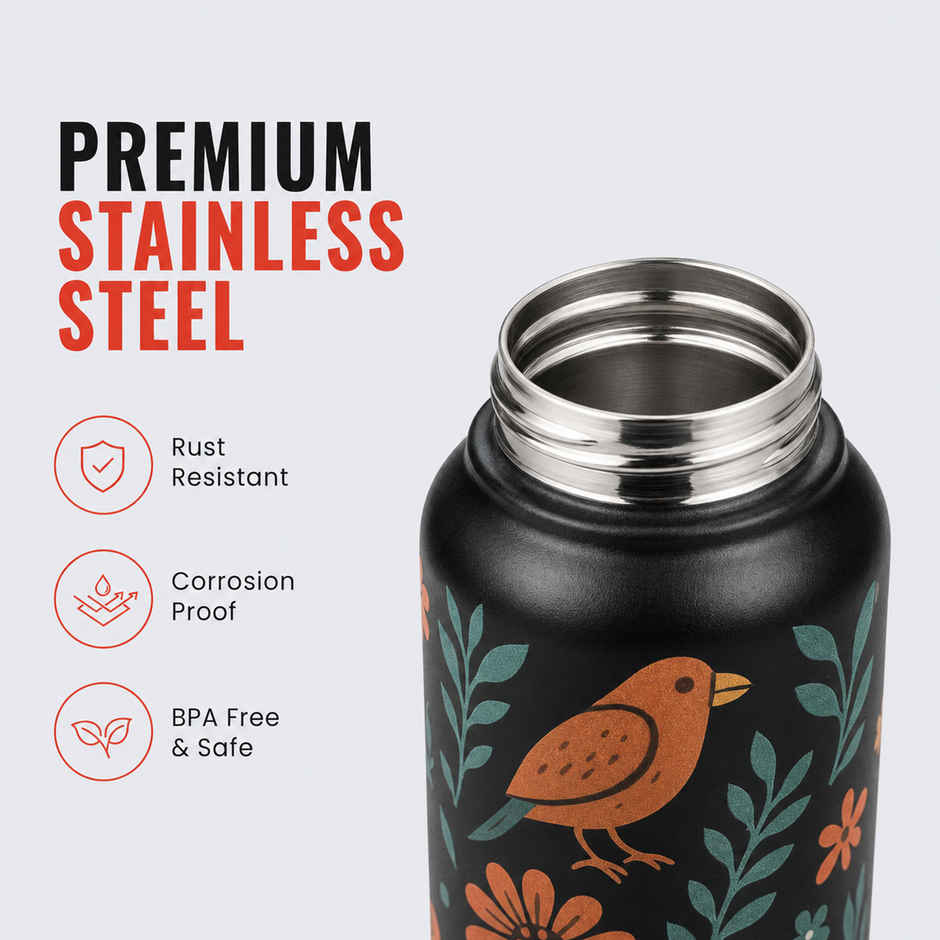 Slovic 1 L Incredible India Stainless Steel Sipper Water Bottle | 100% BPA Free | Ideal for Daily Use