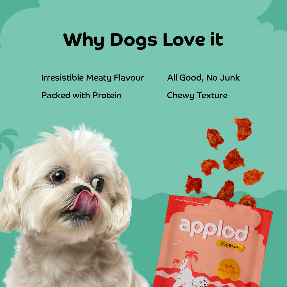 Applod Dehydrated Chicken Bites Dog Treat | Gluten Free Treats | For Puppy & Adult Dogs