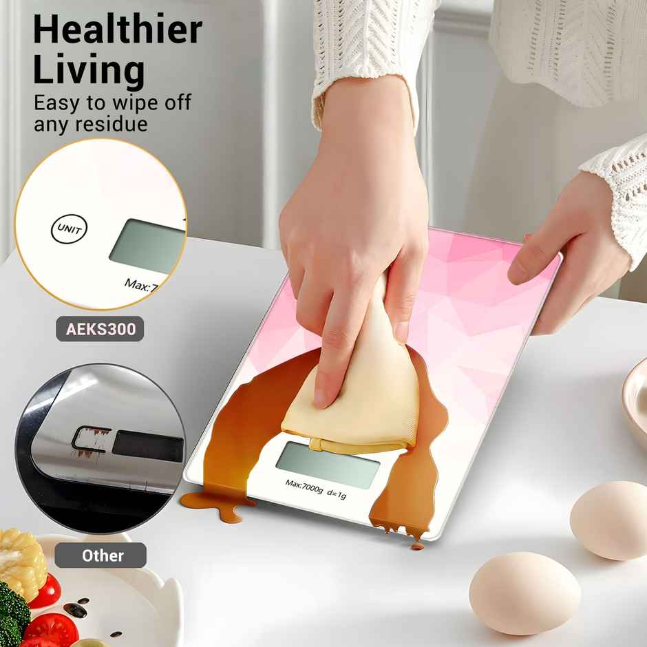Ant AEKS300 Digital Food Kitchen Scale | Digital Grams | LCD Display | 7 Kg | White