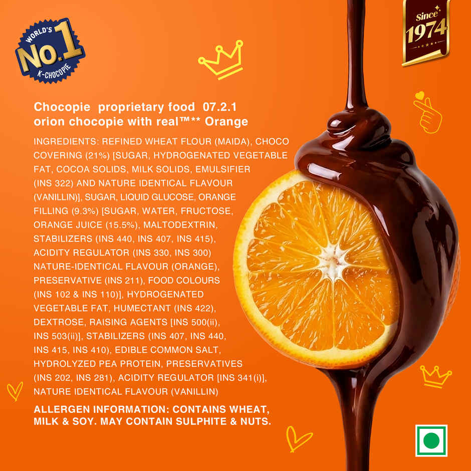 Orion Orange Choco Pie | Centre|Filled Biscuit