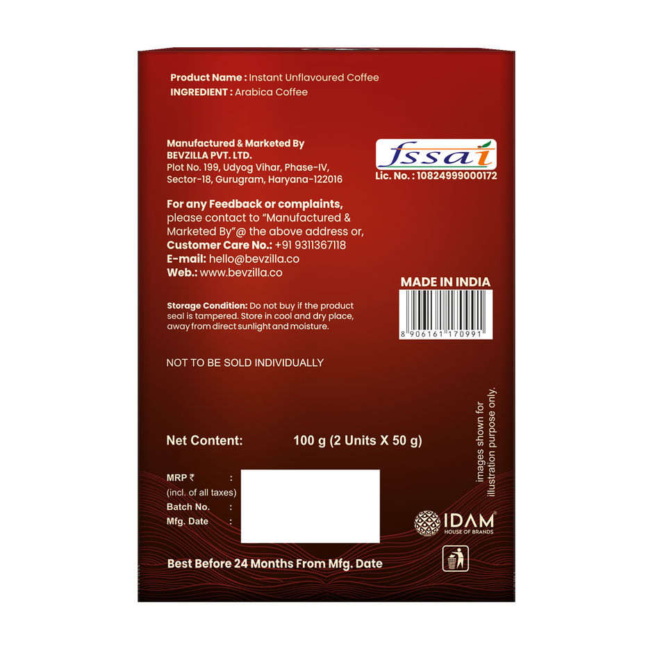 Bevzilla Premium Classic Strong Coffee powder Sachets