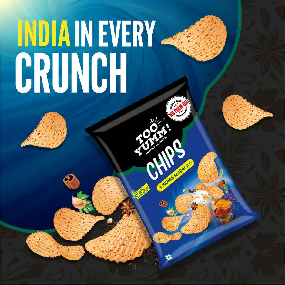 Too Yumm! Indian Masala Potato Chips Spicy Crisps | No Palm Oil Snacks