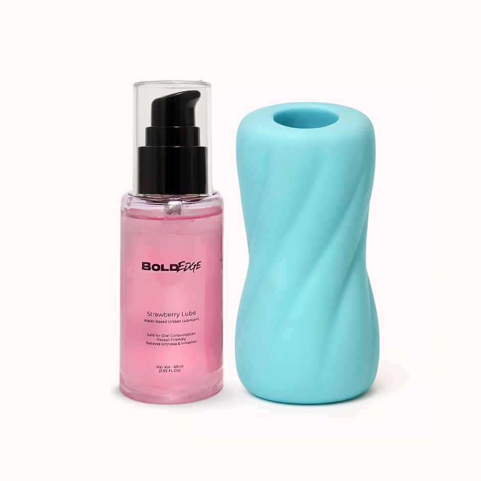 Boldedge Rattle Sleeve Stroker Massager - Blue