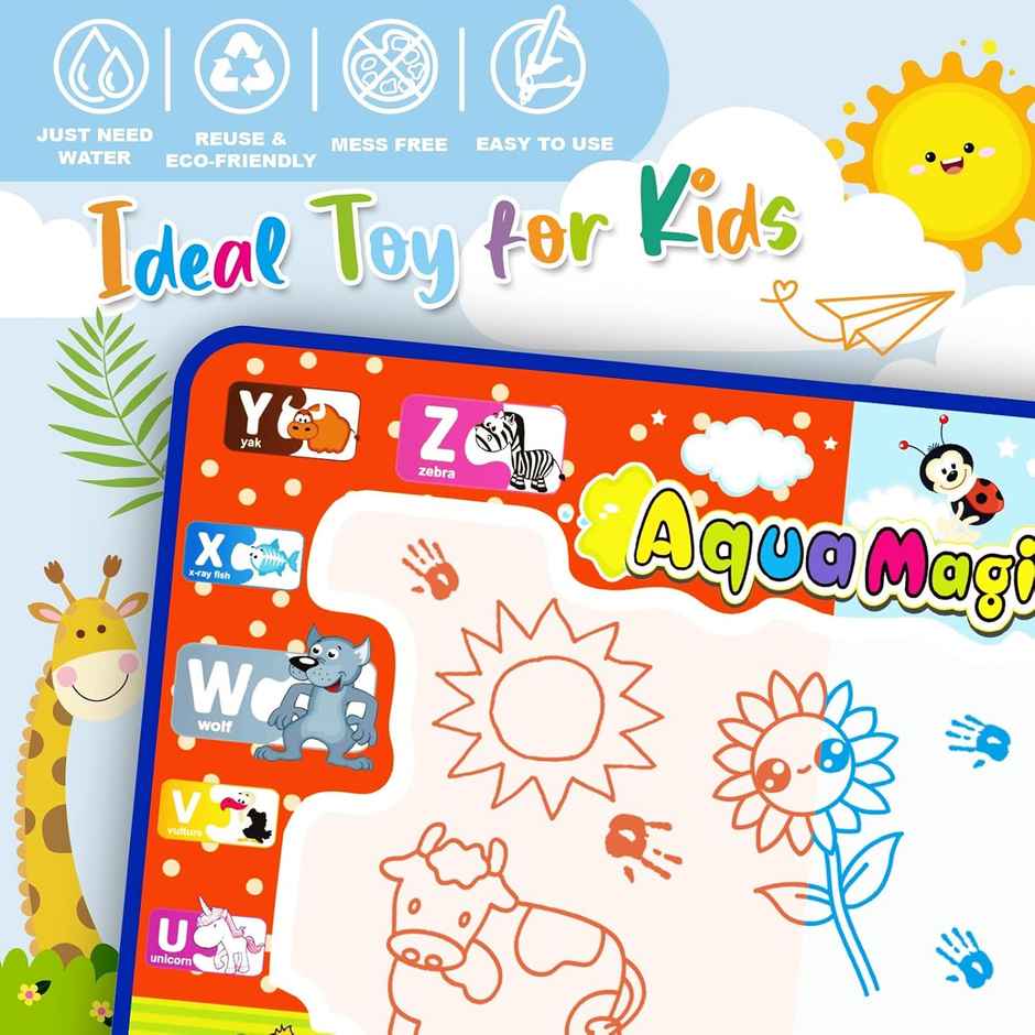Kidology Magic Water Doodle Mat Drawing Kit | Colouring Drawing Book | Painting Toy for Kids