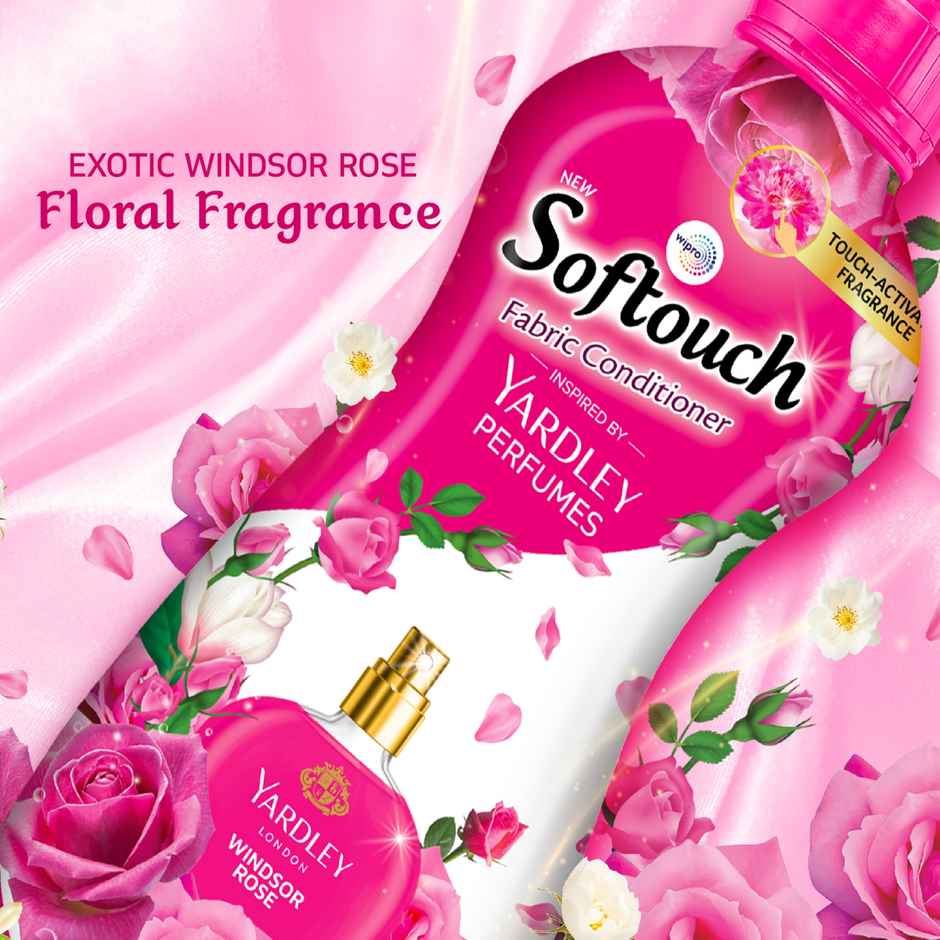 Softouch Yardley Fabric Conditioner | Long Lasting Fragrance for Clothes | Windsor Rose | 790 + 190 ml