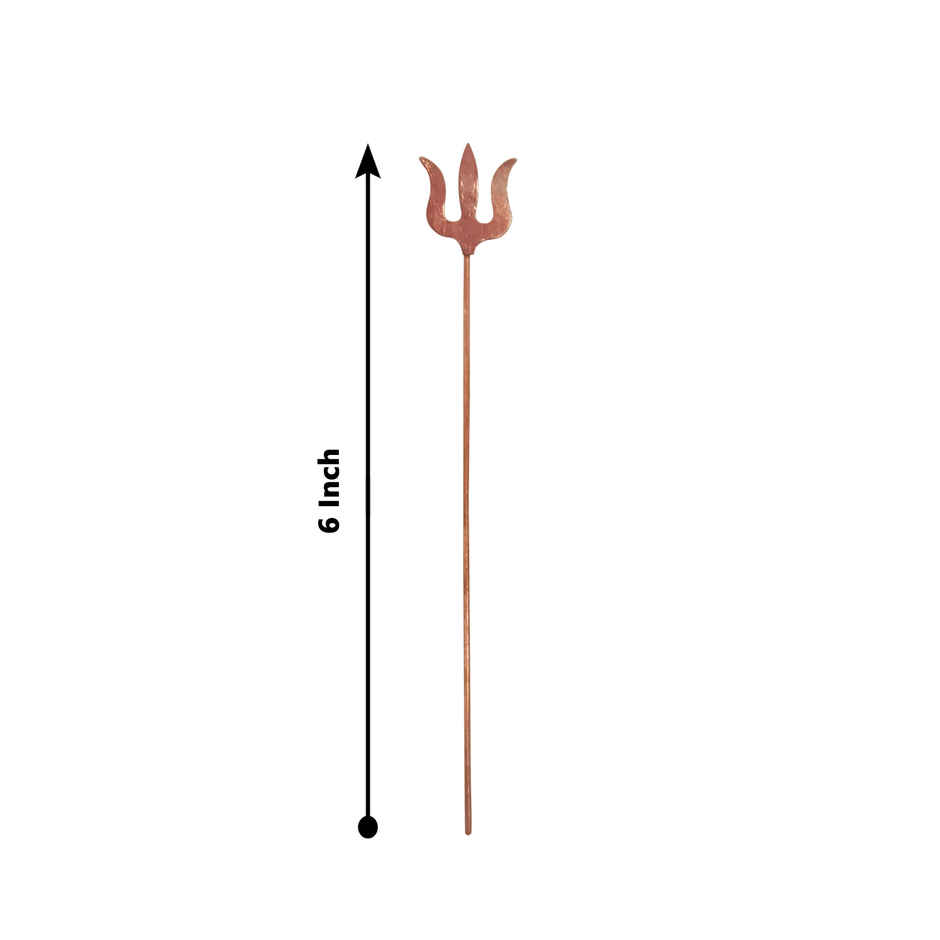 Copper Trishul - 6 inch | Traditional Puja & Home Temple Accessory | Svasti