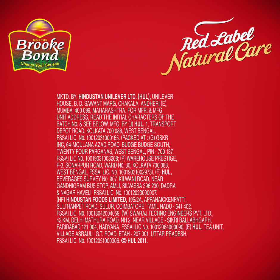 Red Label Natural Care Tea, With 5 Ayurvedic Ingredients(1kg) & Uttam Sugar Sulphurless Sugar(1kg) Combo