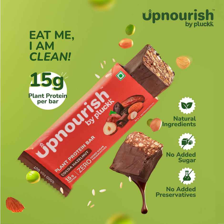 Pluckk Upnourish 15g Plant Protein | Cocoa Hazelnut|No Added Sugar, Preservatives Free|Good For Gut