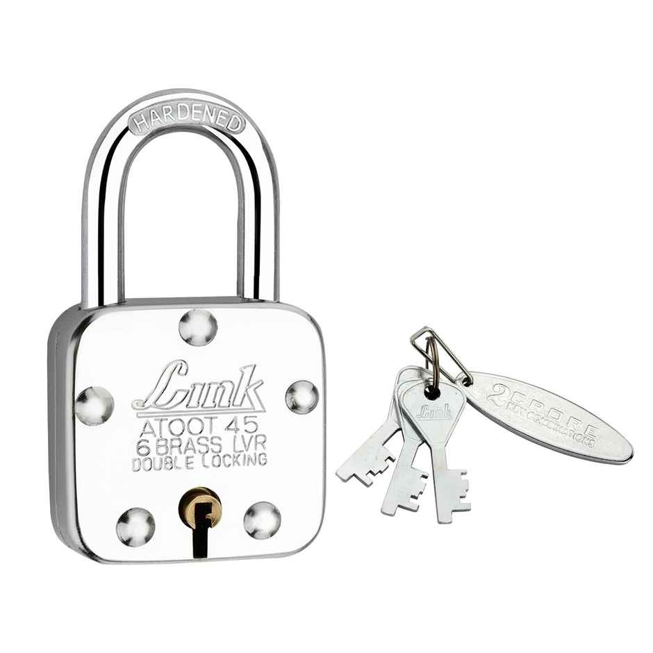 Link Stainless steel Brass Levers With Hardened Shackle Atoot 45 mm padlock with 3 Keys