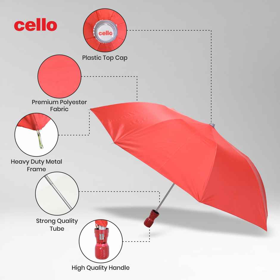 Cello Varsha 21 Inch 2 Fold Mix Mono Silver Umbrella | Orange