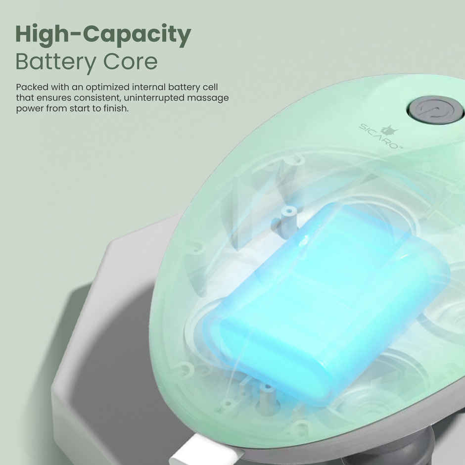 Sicaro RP201 Relax Pro Electric Rechargeable Scalp and Body Massager | Soft Silicone Bristles | Green