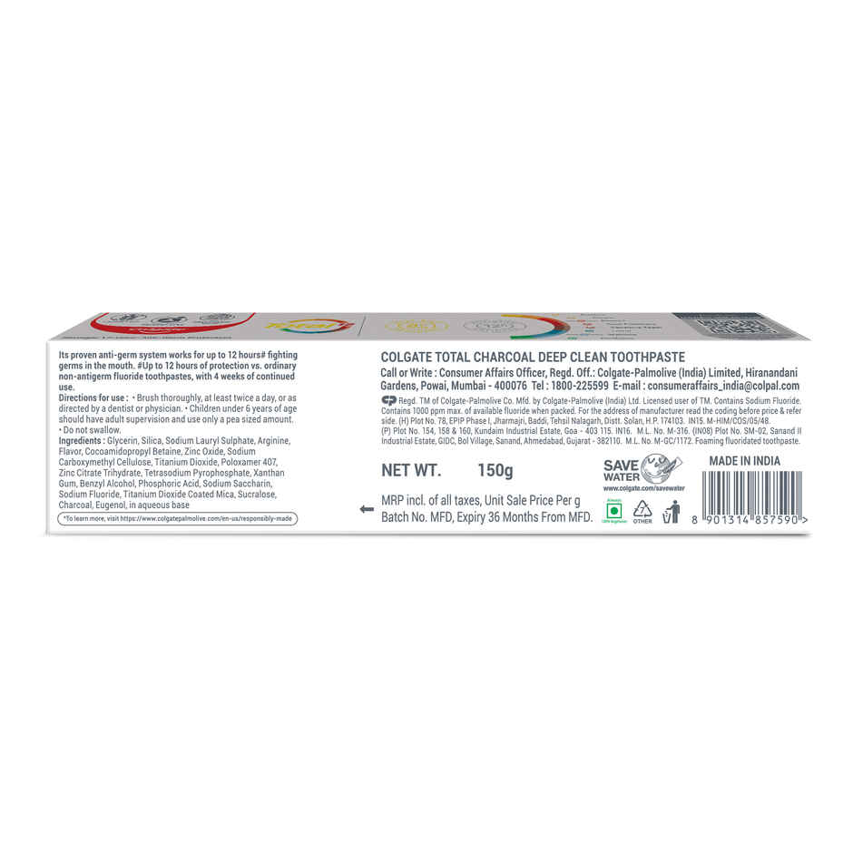 Colgate Total Charcoal Deep Clean Antibacterial Toothpaste