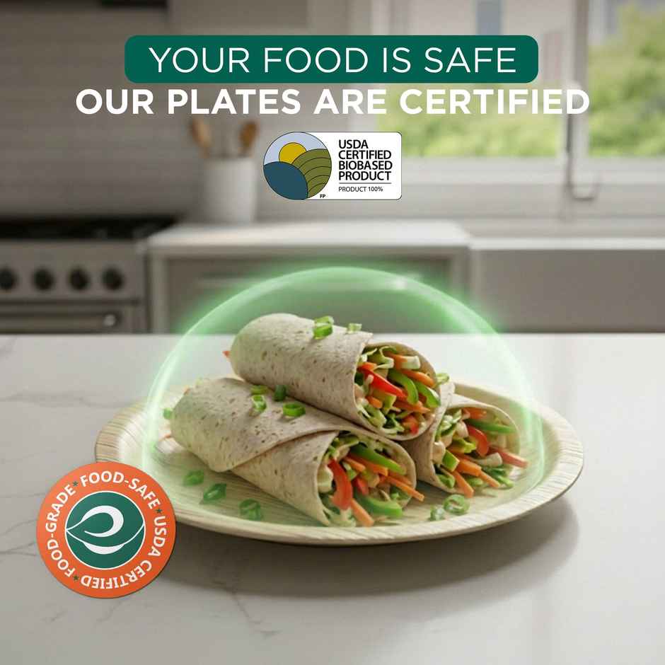 ECO SOUL | Palm Leaf Disposable Plates | 8 Inch | Round | 10 Count