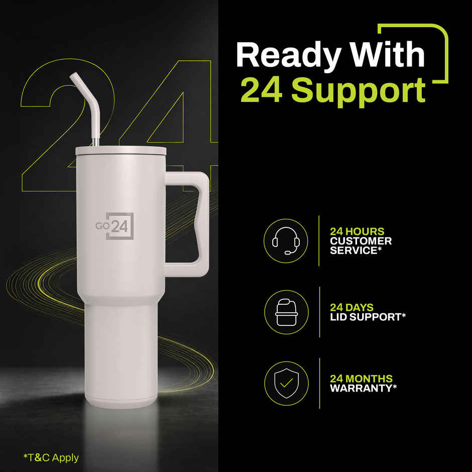 Go24 Stanzy Tumbler with Straw | 3-Layer Insulation | Leakproof | Dual Straw