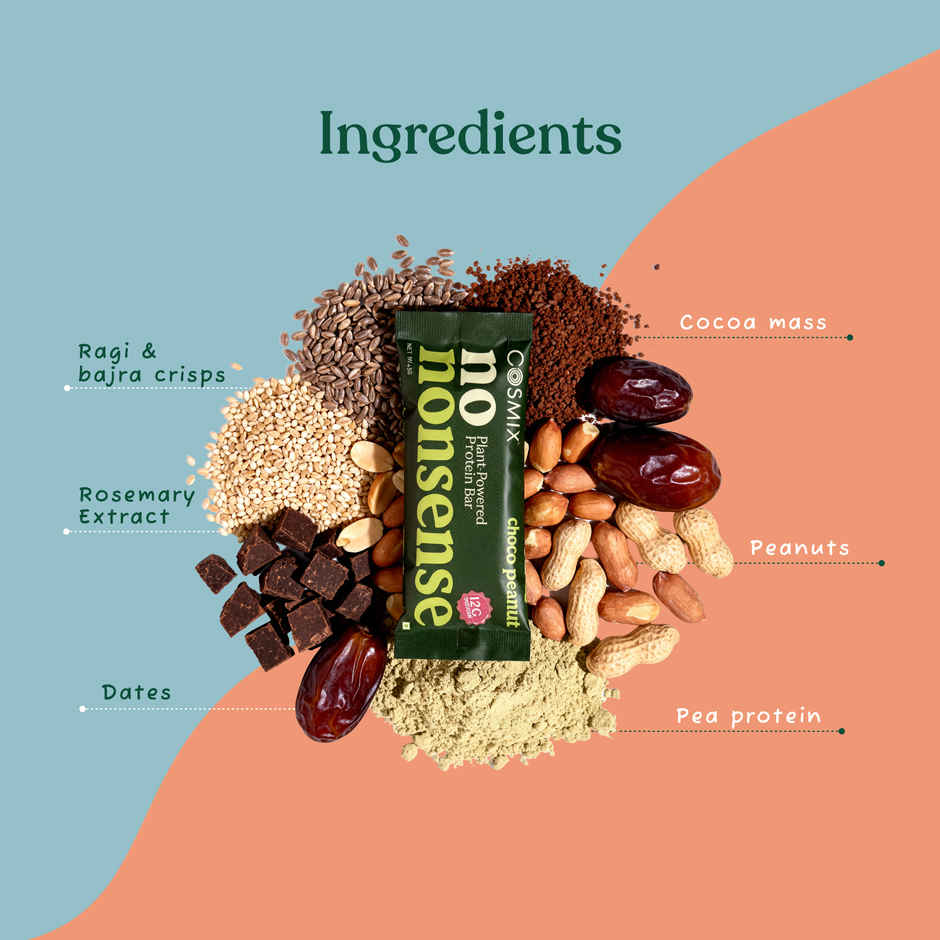 Cosmix No-Nonsense Protein Bar | Choco Peanut  |12g Protein Combo  