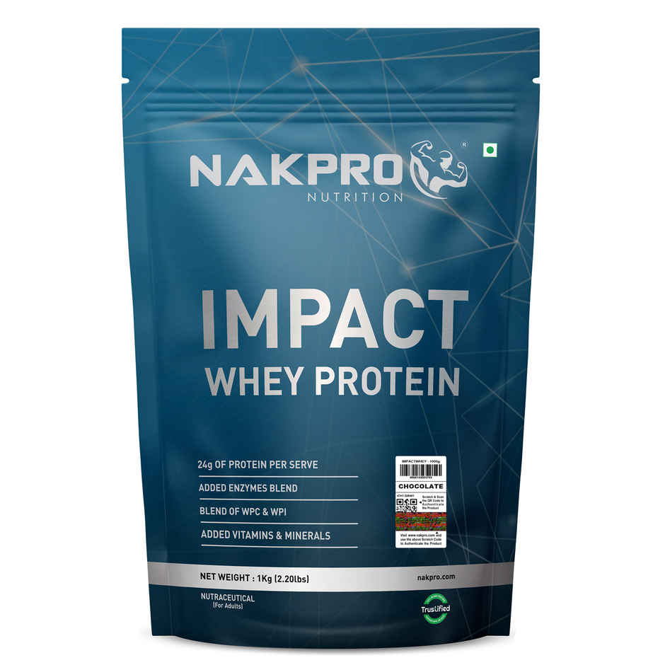NAKPRO Impact Whey Protein blend |Isolate & Concentrate|Trustified Certified | Chocolate