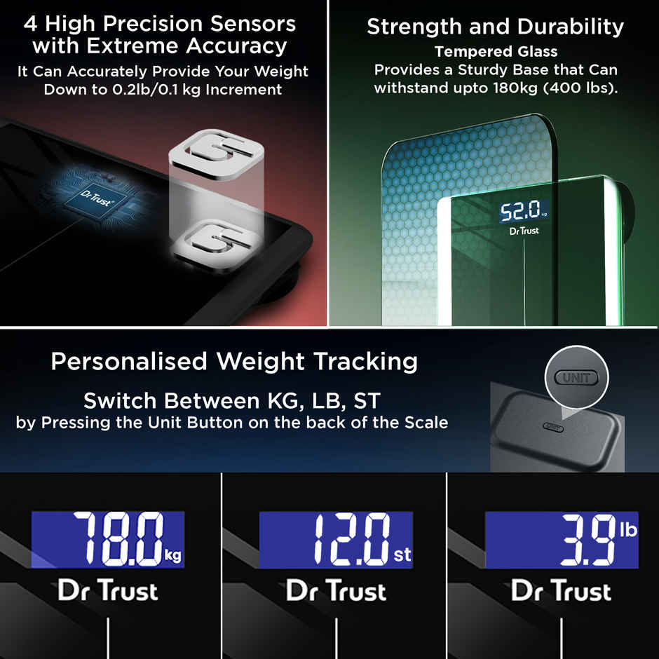 Dr. Trust 513 Balance Digital Electronic Body Weight Machine, 180Kg Capacity Weighing Scale