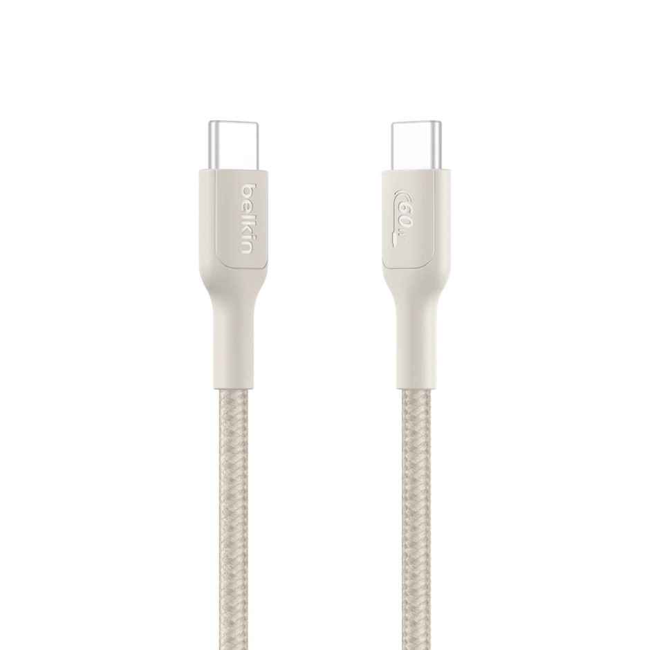 Belkin USB-C to USB-C Braided Cable 1m, Fast Charge, Apple Certified | White