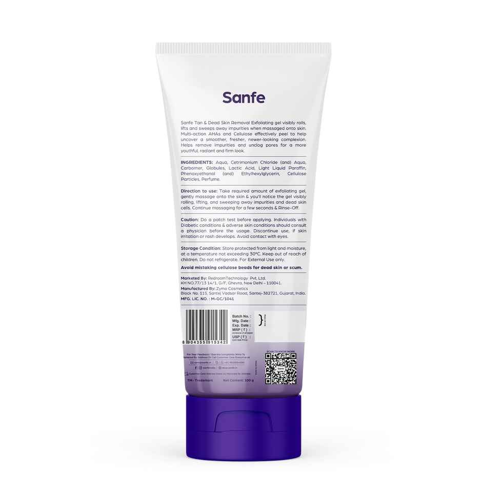 Sanfe Instant Tan & Dead Skin Removal Exfoliating Gel Smooth & Bright Skin
