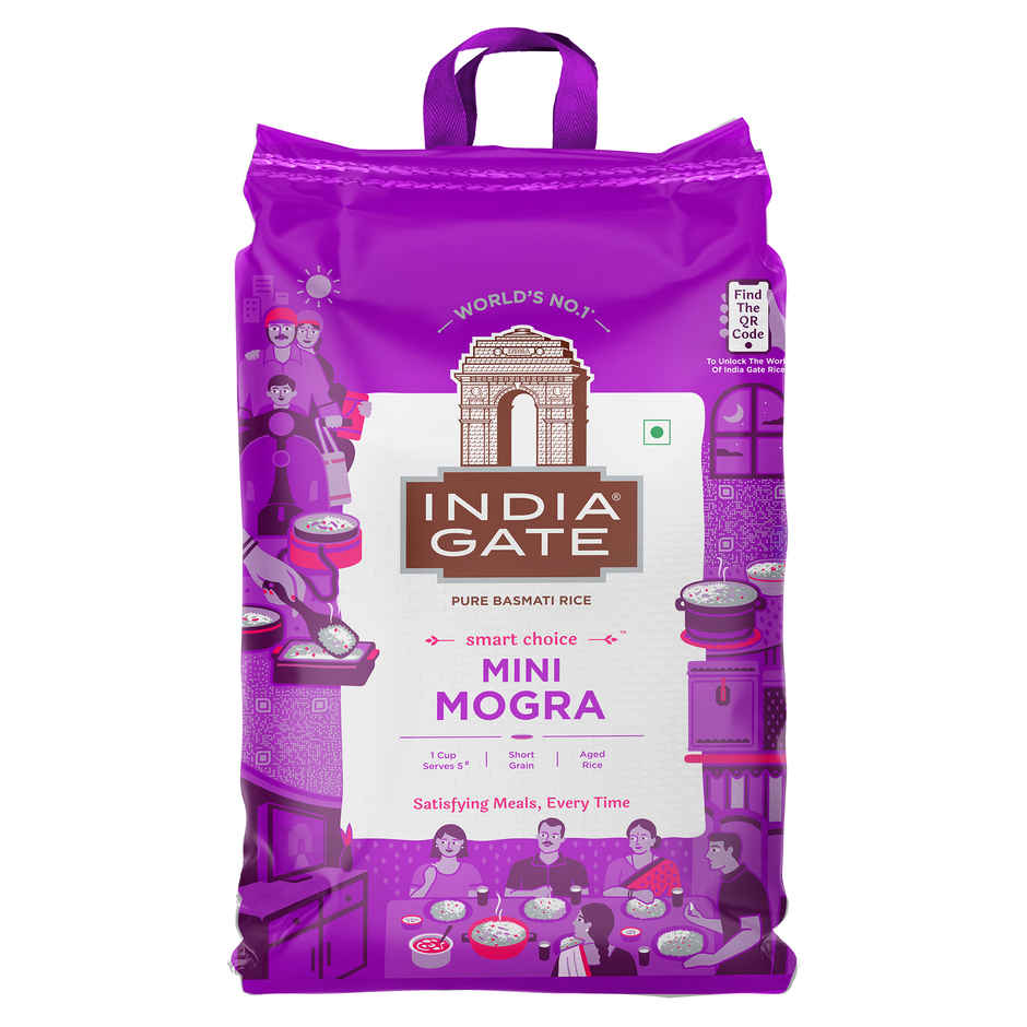 India Gate 1 Cup Serves 5 Mini Mogra Basmati Rice | Aged Rice | Smart Choice