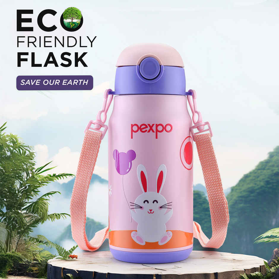 Pexpo Poggo Hot & Cold Stainless Steel Kids Bottle | Thermosteel Flask | Pink | 425 ml
