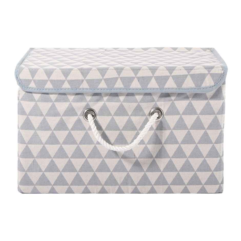 Kuber Industries Multipurpose Storage Box | Large Space-Saving Container for Clothes, Grey Triangle