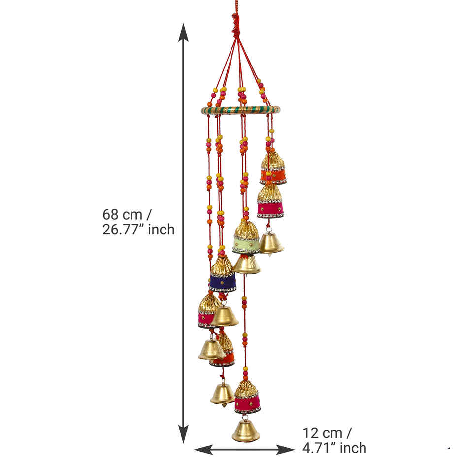 eCraftIndia Handcrafted Decorative Colorful Spiral Wall/Door/Window Hanging Bells