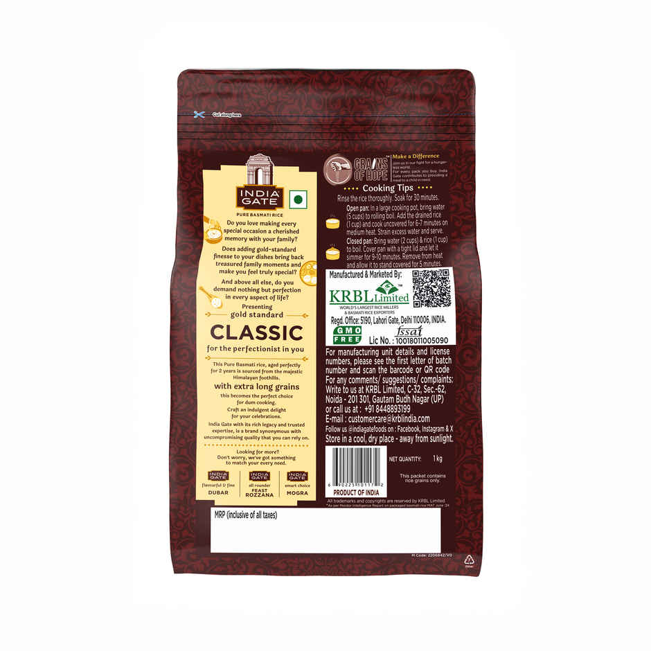 India Gate Gold Standard Classic Basmati Rice | 2 Years Aged | Extra Long Grains Combo