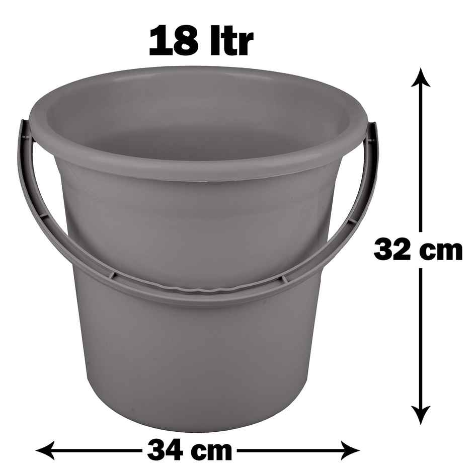 Kuber Industries Plastic Strong Bucket for Bathroom for Bathing|18 L|Gray