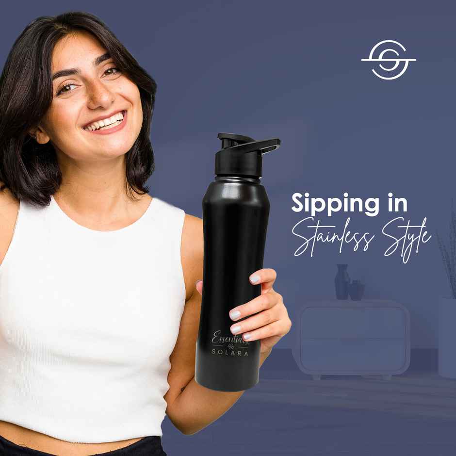 Solara Stainless Steel Water Bottle 1 L Black Knight