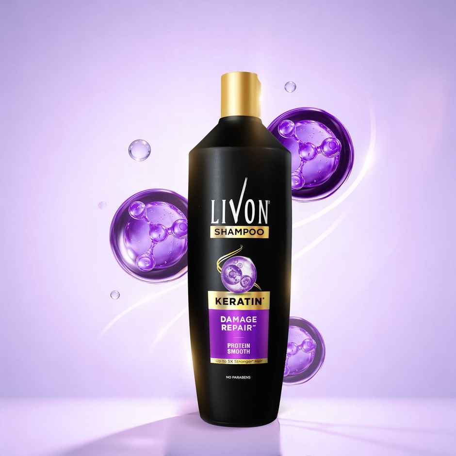 Livon Keratin Shampoo for Women & Men | Repairs Damaged Hair | Smooth & 5x Stronger Hair |340ml
