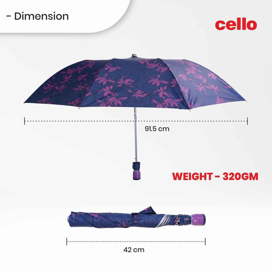 Cello Dew Drop 24.5 Inch 2 Fold Mix Print Silver Umbrella | Green