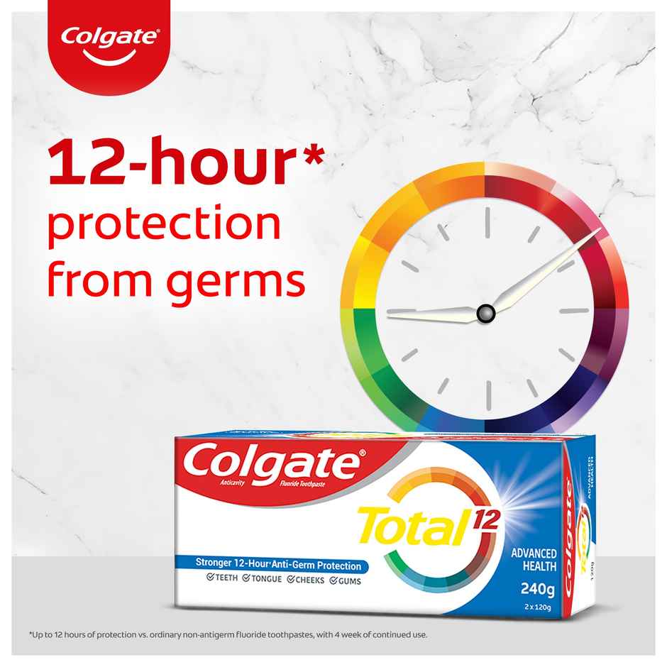 Colgate Total Advanced Health Antibacterial Toothpaste, Stronger 12-Hour Anti-Germ Protection