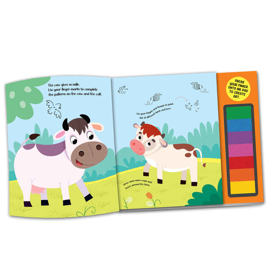 Fingerprint Art Activity Book for Children - Farm with Thumbprint Gadget