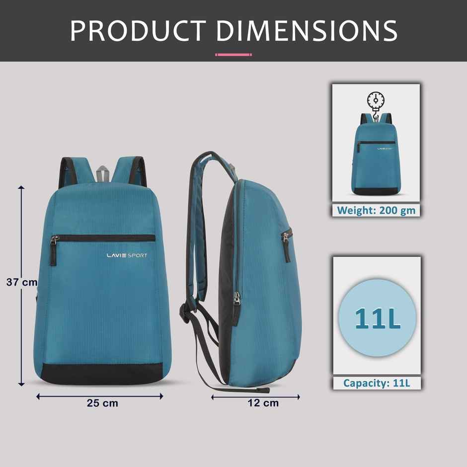 Lavie Sport Unisex Solid Polyester Top Handle Casual Backpack | Crystal Teal | S (25 x 12 x 37 cm)