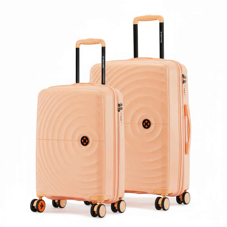 Nasher Miles Seattle Check-In Hard Side Polypropylene (55 & 65 cm) Trolley Bag (Peach)