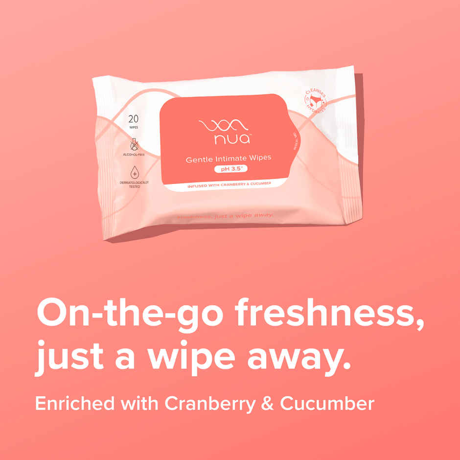 Nua Intimate Wipes for Gentle, pH-Balanced Cleansing | 20 Pulls Per Pack