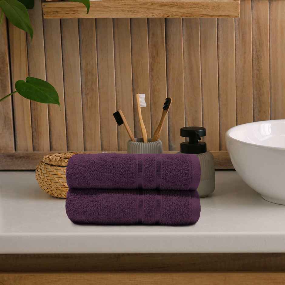 Mytrident Cotton Hand Towel | 400 GSM | Gym Towel Set - Black Currant