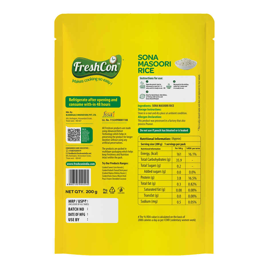 Freshcon Cooked Sona Masoori Rice