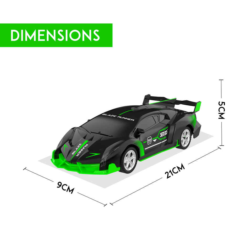 SEEDO Fast Remote Control Car 1:18, 27 MHz,Type-C Rechargeable, Fast Speed Blaze Runner Car | Green