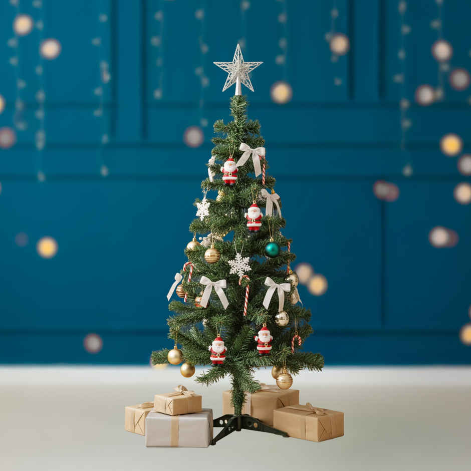 Artificial Christmas Tree | 3 ft | Green | Solid Legs | Sturdy Build | Party Propz