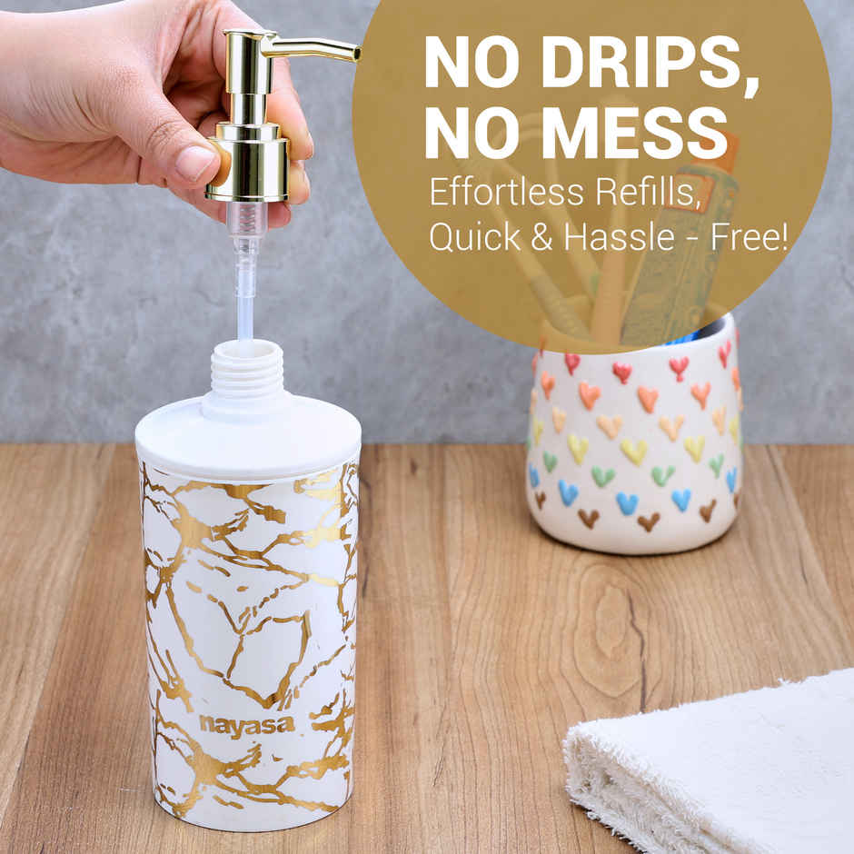 Nayasa Stylo Plastic Soap Dispenser | 600 ml | Gold
