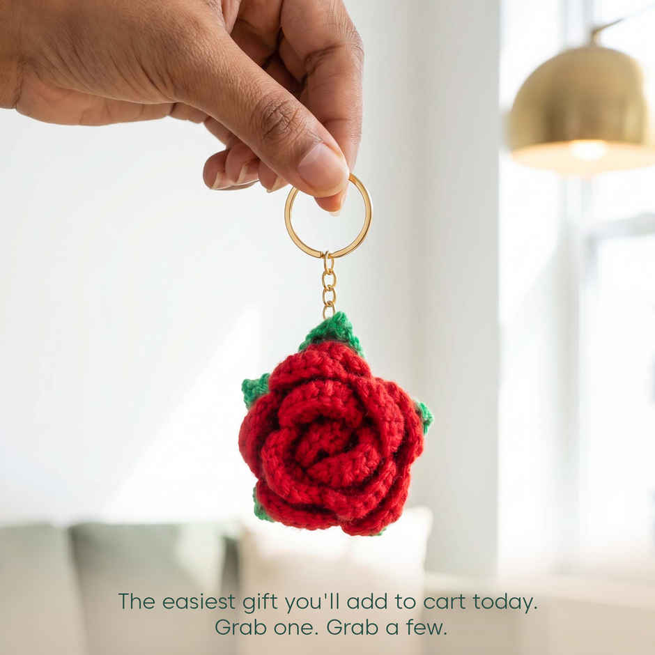 Kyari Handmade Crochet Rose Keychain