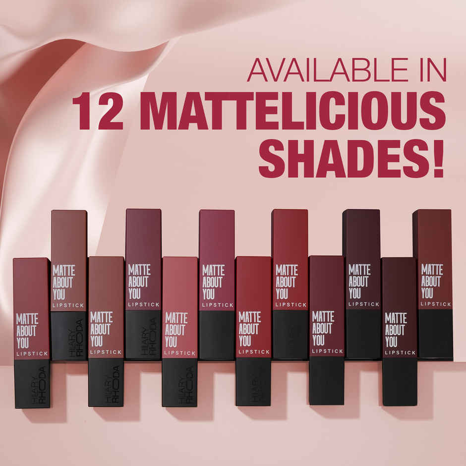 Hilary Rhoda Matte About You Lipstick | Long Lasting & Highly Pigmented | Crimson Affair - Shade 07