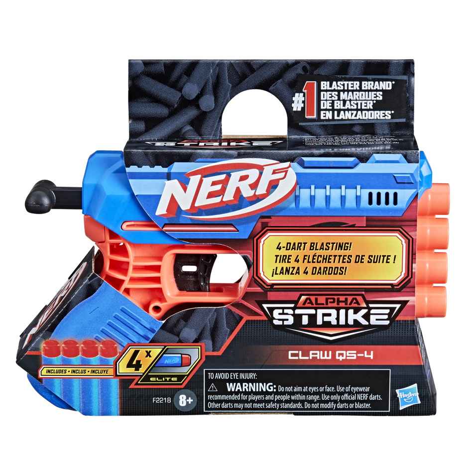 Nerf Alpha Strike Claw QS-4 Blaster | 4-Dart Blasting | Toy Gun