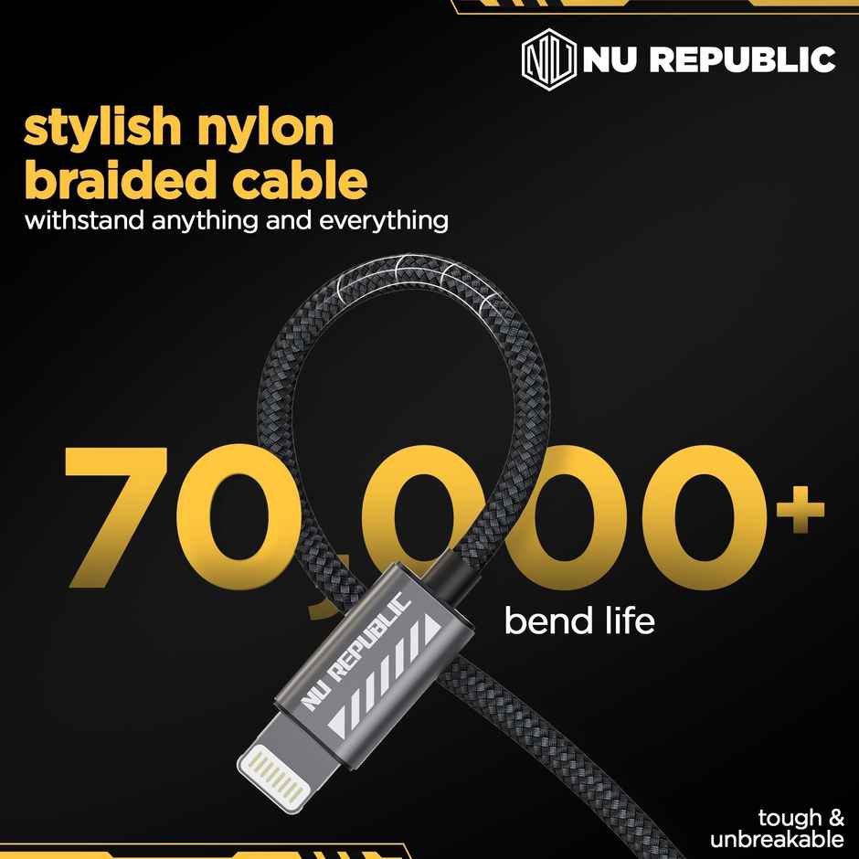 Nu Republic Blaze Flash 33W 1.25m Type C to Lightning Cable (Grey) -1 unit